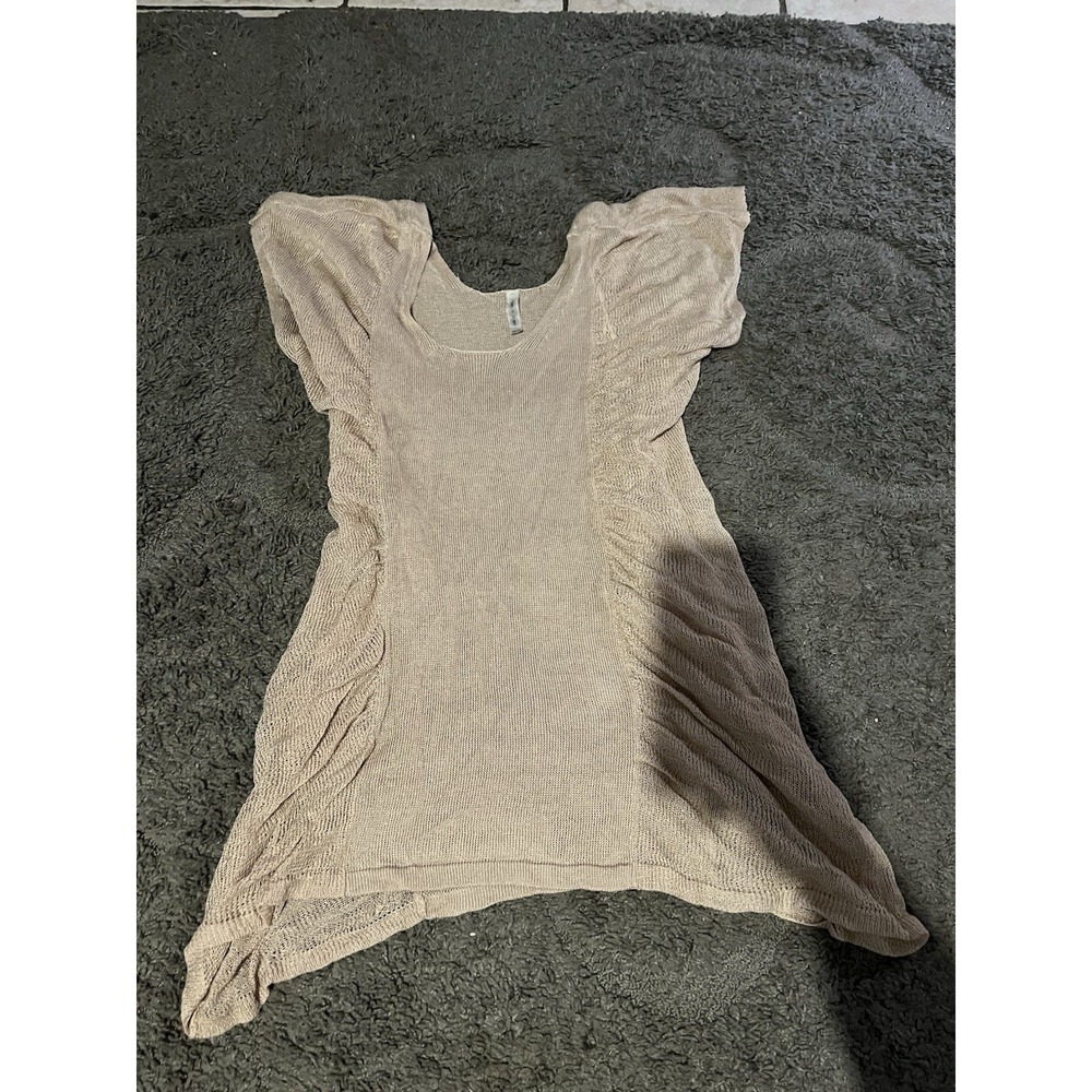 Victoria Secret Beige‎ Ruched Sheer Knit Top Size M/L